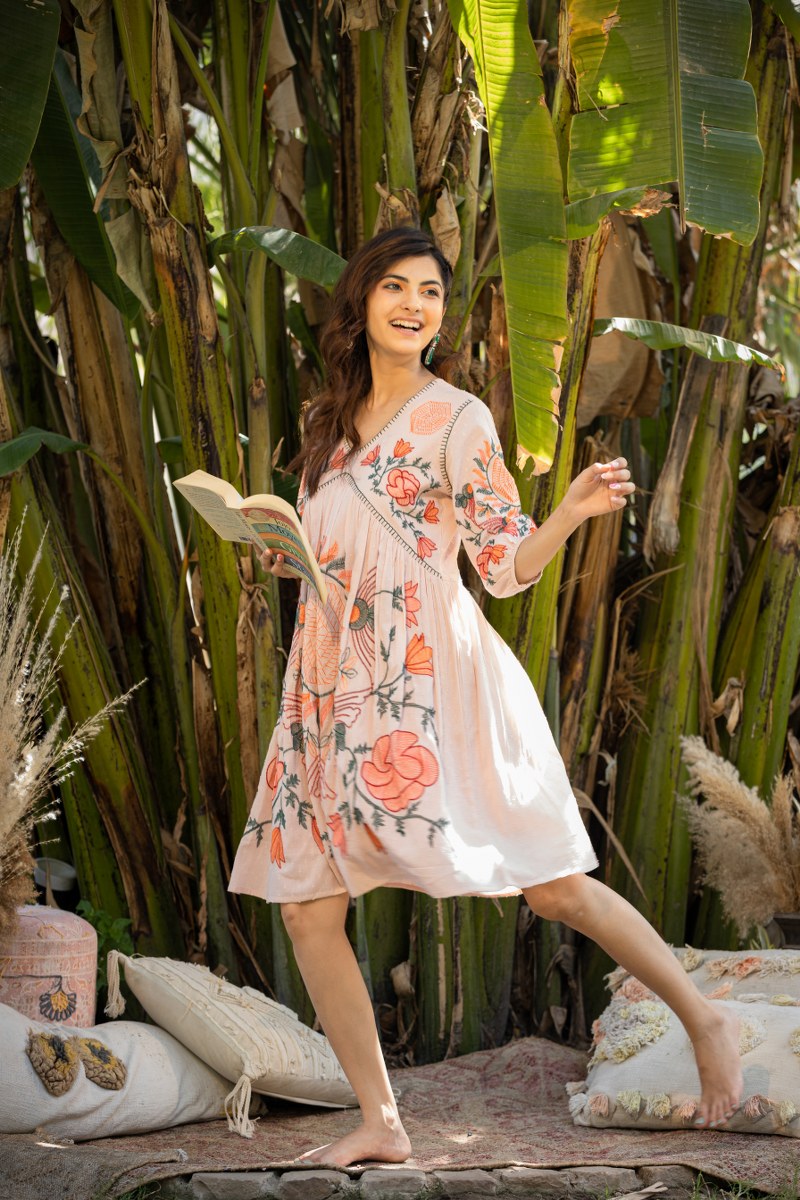 Elegant A-Line Cotton Dress for Effortless Style