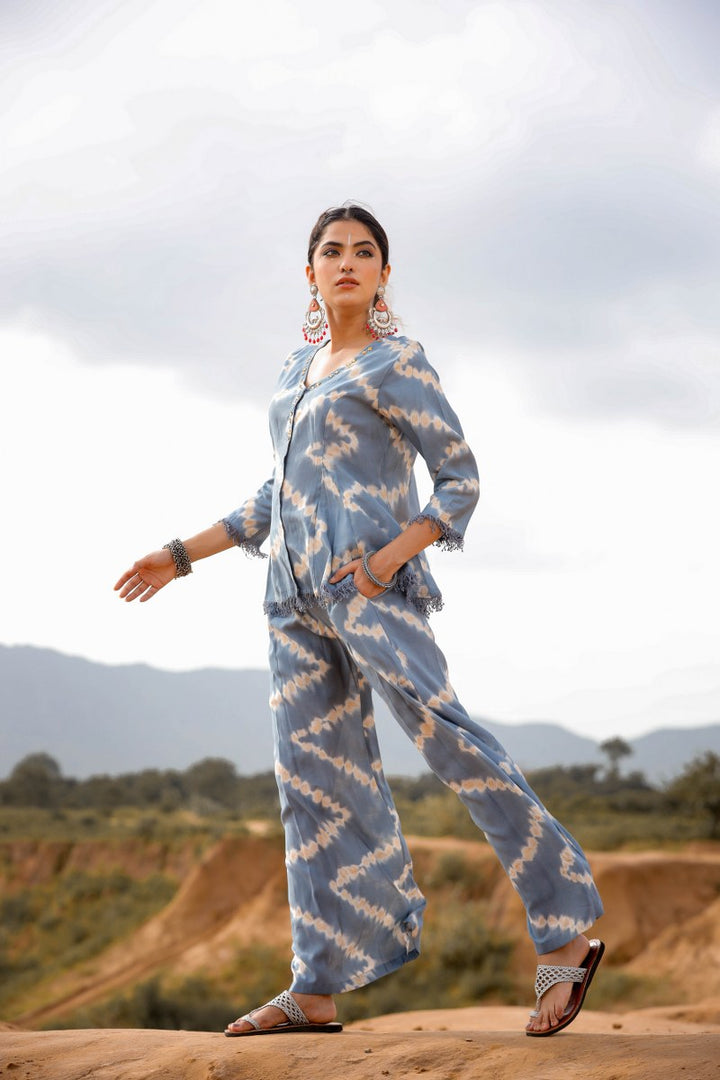 Blue Bandhani Print 2-Piece Co-ord
