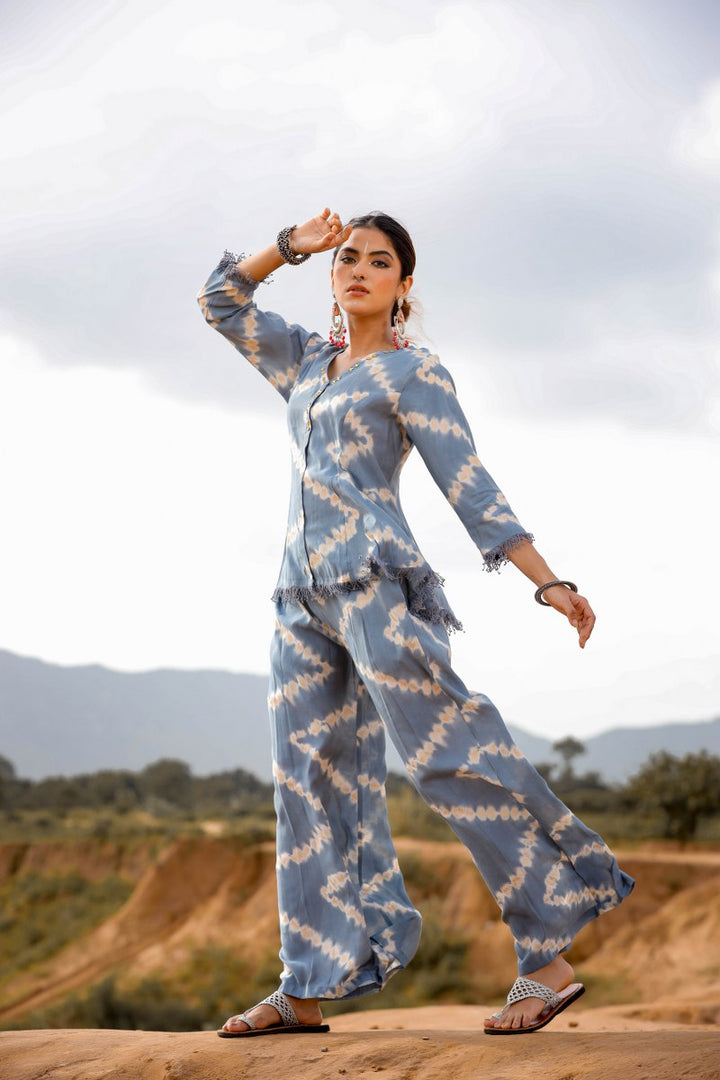 Blue Bandhani Print 2-Piece Co-ord