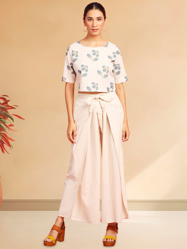 WOMEN'S TWO PIECE LINEN OFF WHITE CO-ORD SET