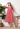 Red Printed V neck Midi Cotton Dress for Women