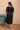 Black Embroidery Cotton V neck Midi Dress for Women