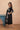 Black Embroidery Cotton V neck Midi Dress for Women
