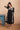 Black Embroidery Cotton V neck Midi Dress for Women