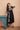 Black Embroidery Cotton V neck Midi Dress for Women