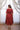 Red Embroidery Cotton V neck Midi Dress for Women