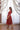 Red Embroidery Cotton V neck Midi Dress for Women