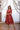 Red Embroidery Cotton V neck Midi Dress for Women