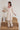 Beige Embroidery V neck Cotton Kurta with Straight Pant set for Women