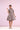 Grey Cotton Embroidery Shirt Collar Above Knee Length Dress for Women
