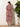 Brown Printed Band Collar Cotton Midi Dress for Women