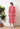Red Printed V neck Midi Cotton Dress for Women