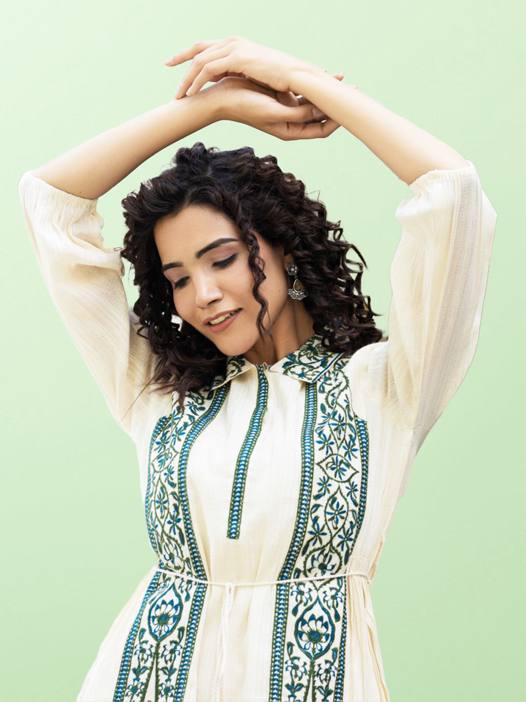 Embroidered Perfection Short Dress with Ethnic Motifs