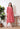 Red Printed V neck Midi Cotton Dress for Women