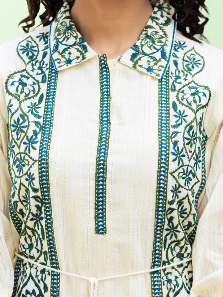 Embroidered Perfection Short Dress with Ethnic Motifs