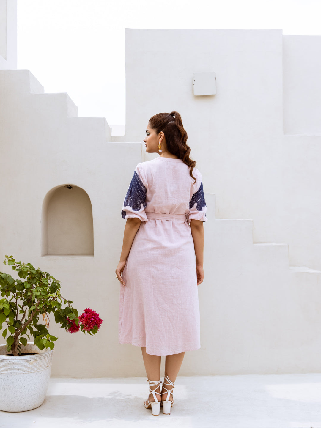 Pink Cotton Embroidery Dress