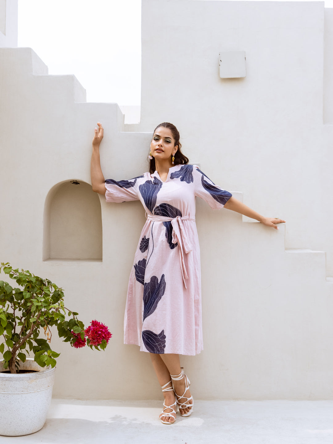 Pink Cotton Embroidery Dress