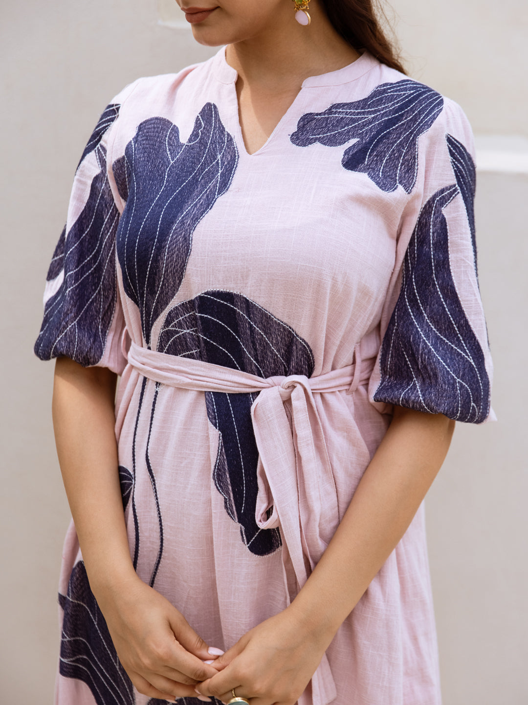 Pink Cotton Embroidery Dress