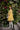 YELLOW COTTON EMBROIDERED A-LINE SHORT DRESS