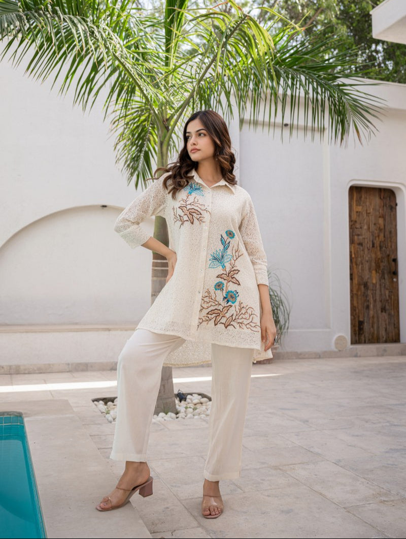 Elegant Cotton Lace Co-ord Set