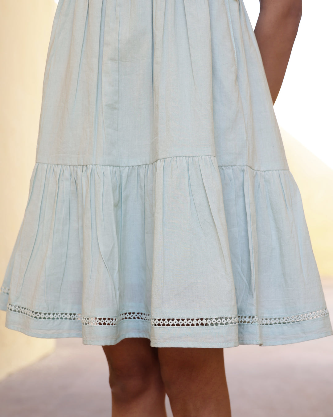 WOMEN FIT AND FLARE BLUE SHORT DRESS