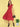 RED COTTON TEXTURED  SOLID TIERED WESTERN DRESS