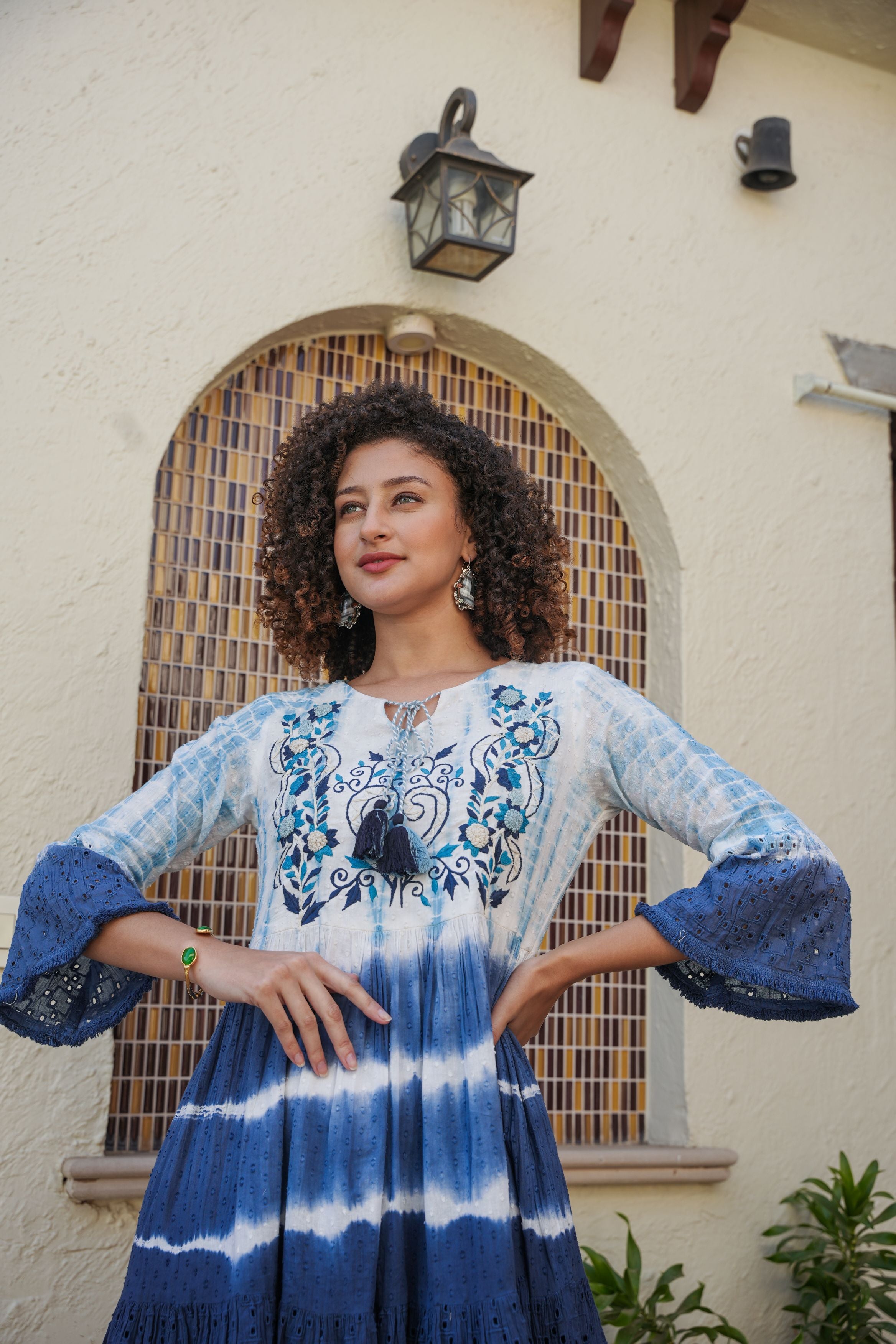 Chic Shibori Print Blue Dress for Effortless Style