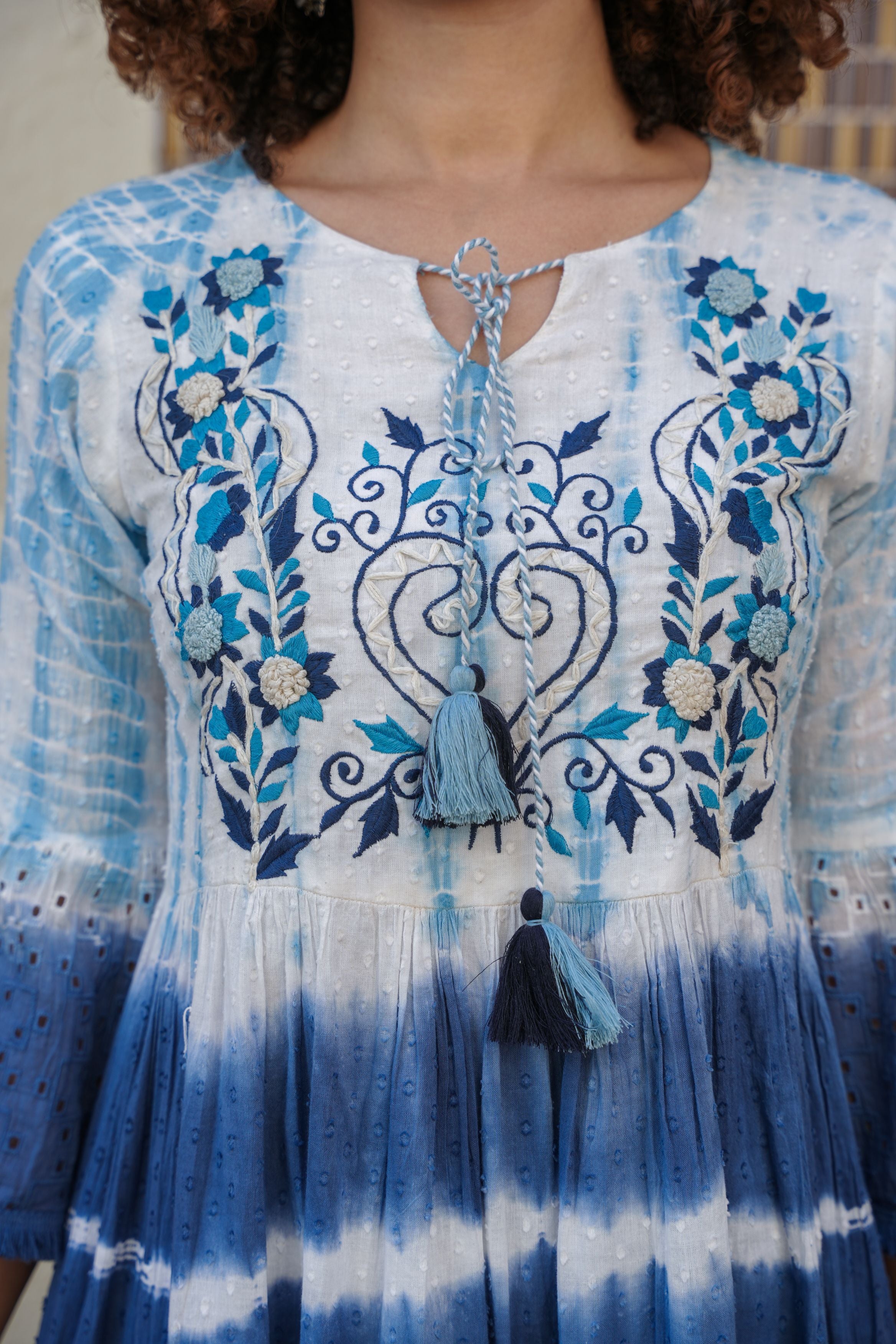 Chic Shibori Print Blue Dress for Effortless Style