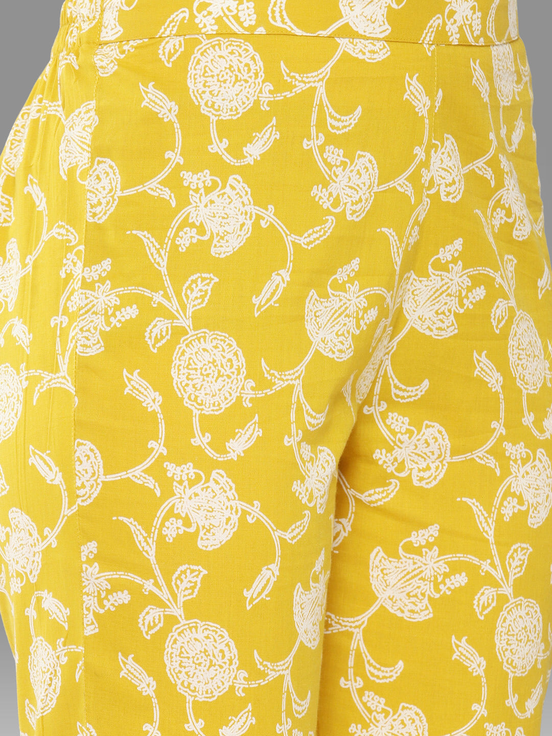 Floral Print Mustard Tunic and Pant Set