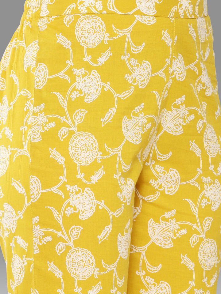 Floral Print Mustard Tunic and Pant Set