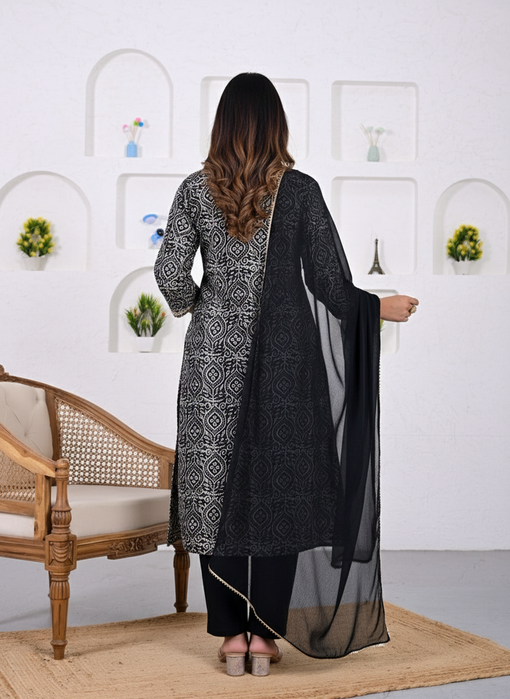 Sleek Chanderi Silk Kurta Set with Bead Embellishments
