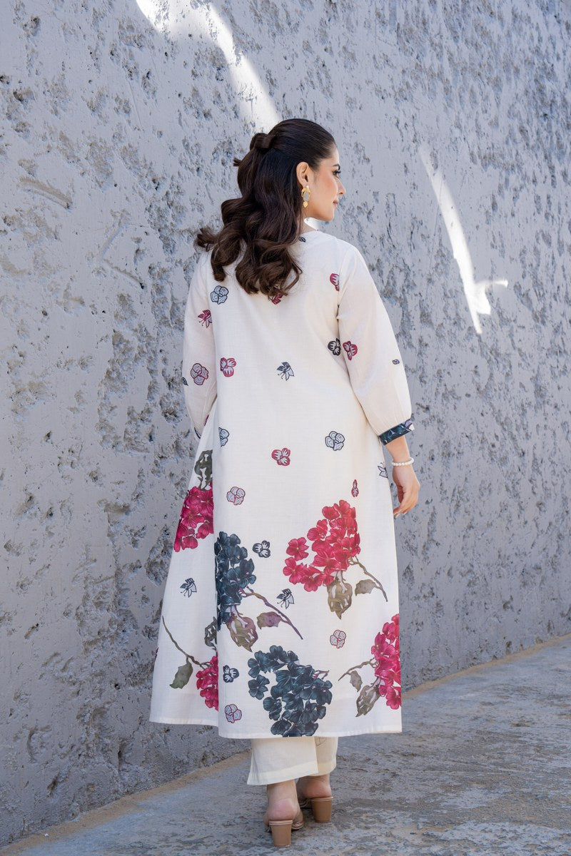 White Cotton Floral Printed Co-ord Set for Women
